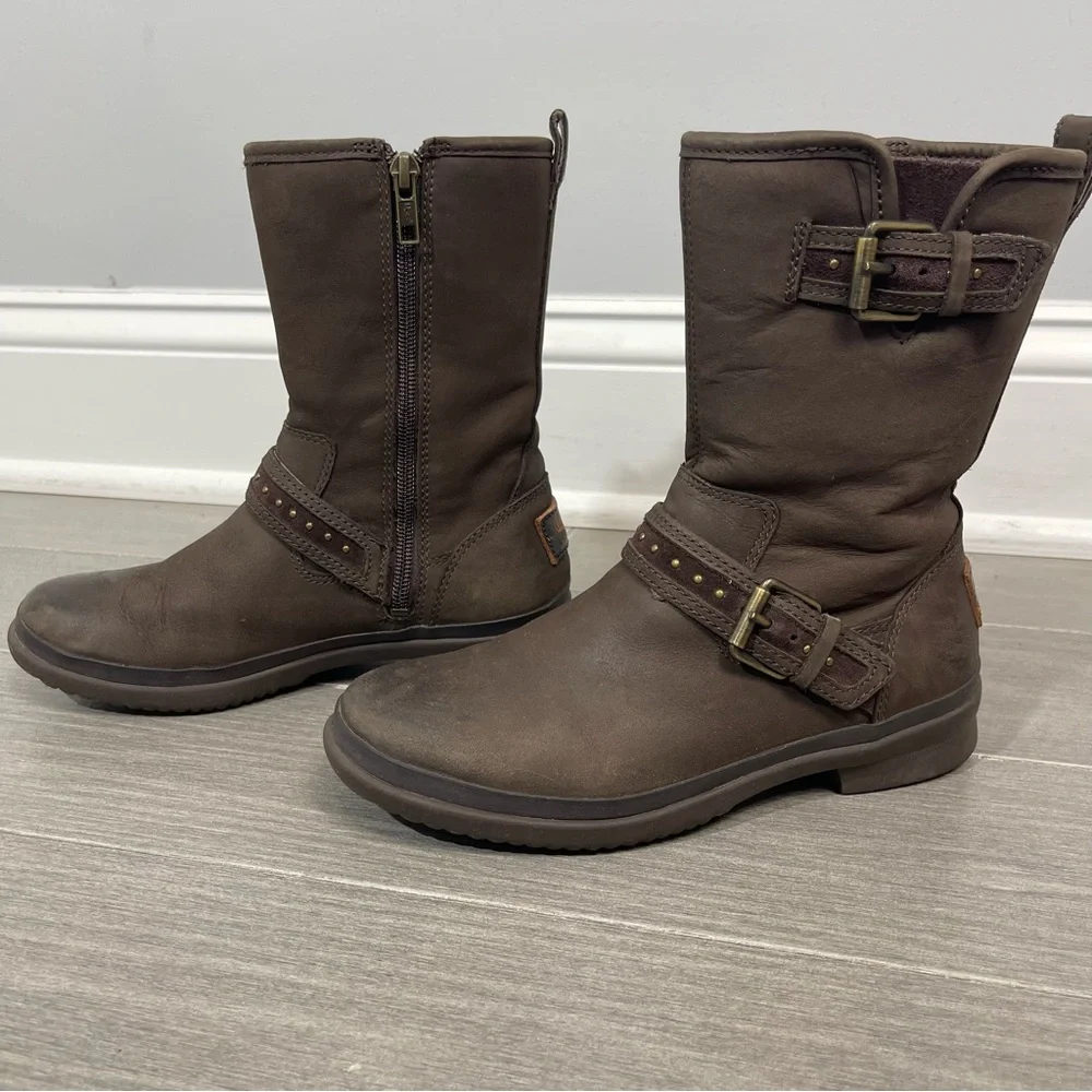 UGG Women's Jenise Winter Waterproof Insulated Rain Boots Stout Brown Size 5M US - Picture 7 of 11